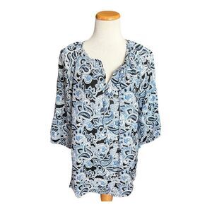 Womens Willi Smith Paisley 3/4 Sleeve Flowy Top - Sz M